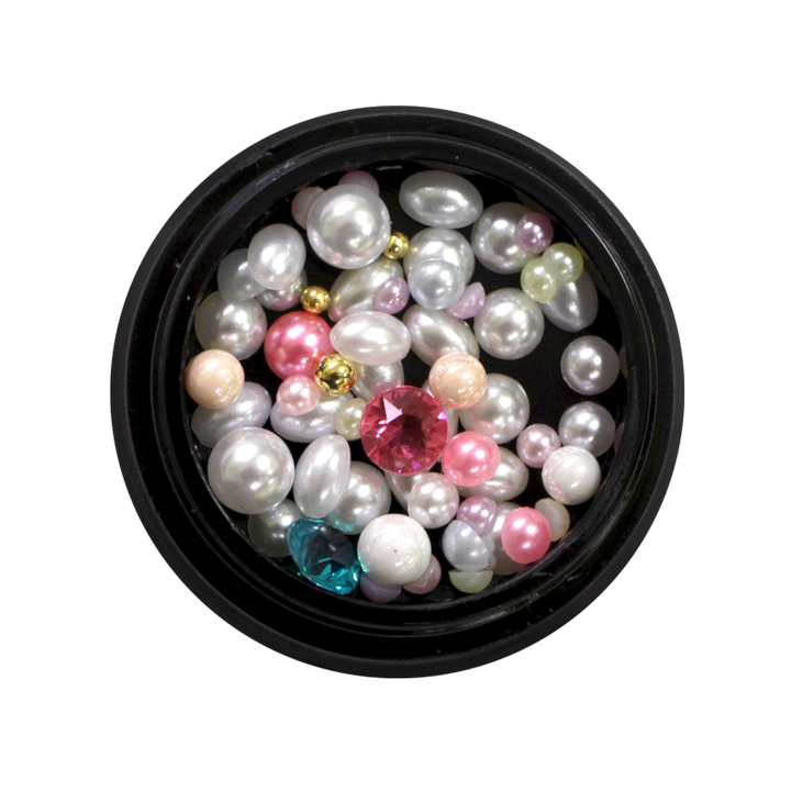 Nail Art Kit 03 - White, Pink and Gold Pearls