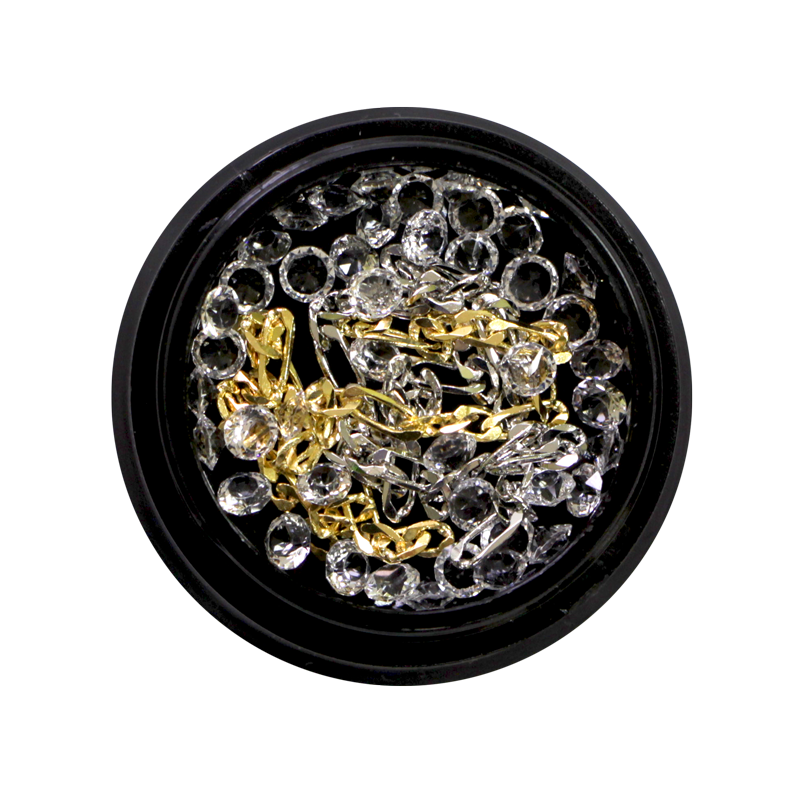 Nail Art Kit 04 - Clear Stones and Golden Chain