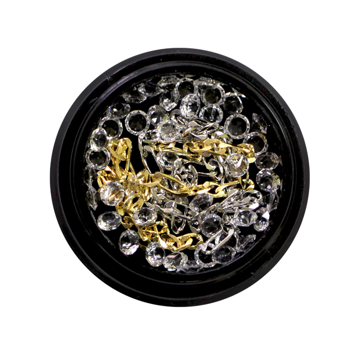 Nail Art Kit 04 - Clear Stones and Golden Chain