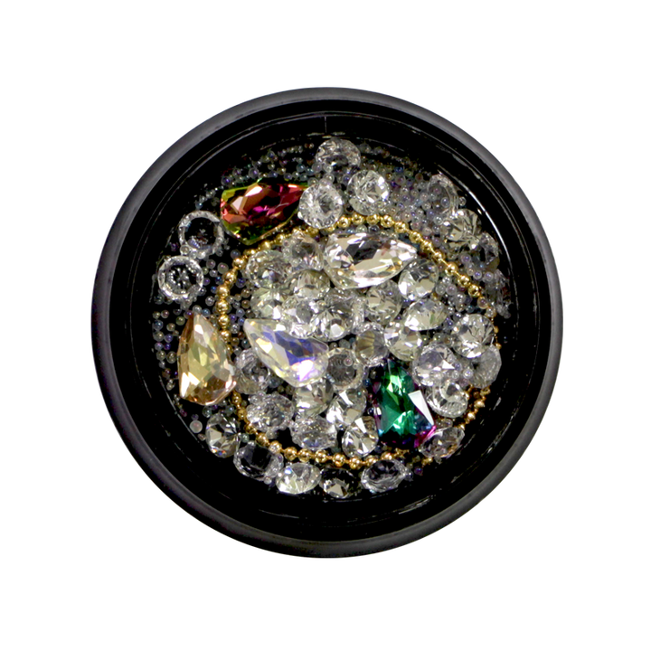 Nail Art Kit 05 - Clear Stones, Golden Chain and Beads