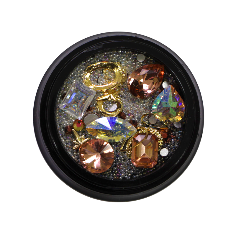 Nail Art Kit 11 - Beads, Gold Frames and Rose Gold Stones