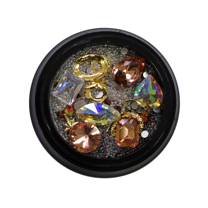 Nail Art Kit 11 - Beads, Gold Frames and Rose Gold Stones