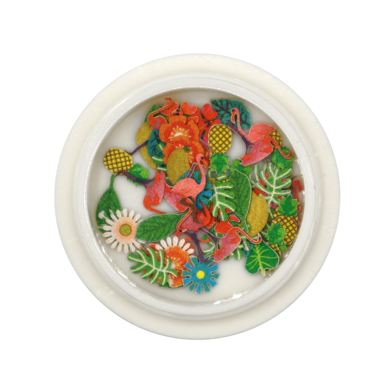 Ensemble Nail Art Forme 08 - Feuilles, Fleurs et Flamants