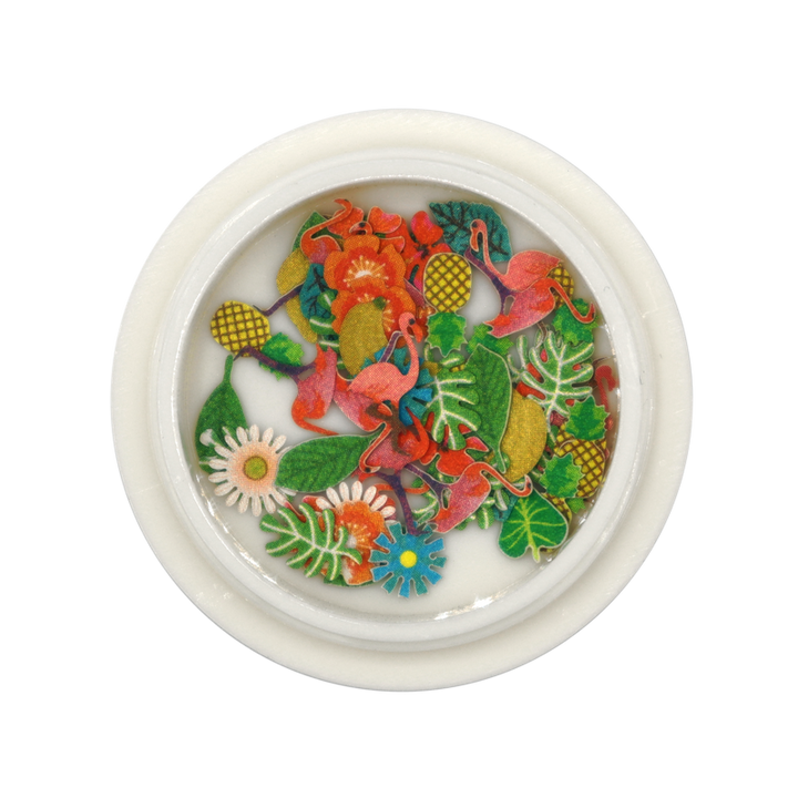 Nail Art Wood Pulp Decoration 08 - Leaf, Flower and Flamingo