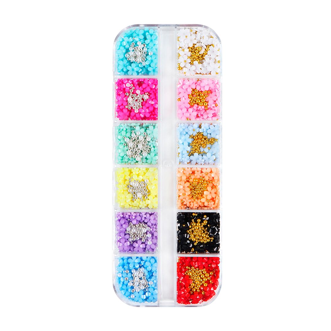 Ensemble Nail Art Fleurs 3D 12 couleurs