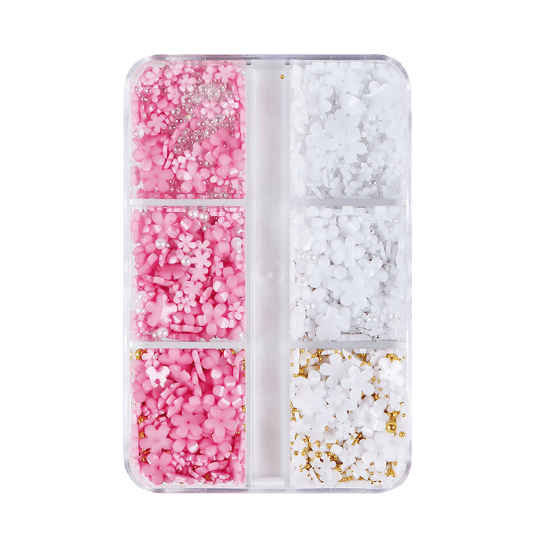 Nail Art Kit - 3D Flowers White and Pink