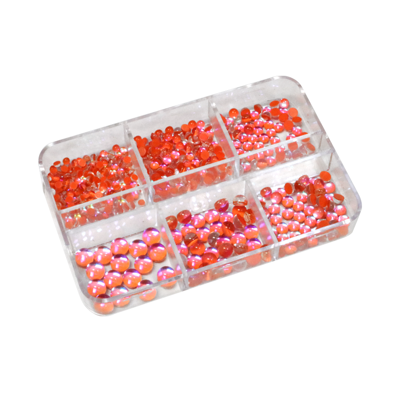 Nail Art Kit - Orange AB Half Peals Mermaid Stones (6 Sizes)