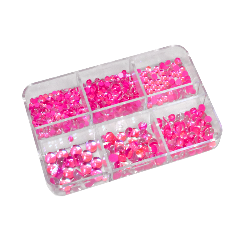 Nail Art Kit - Pink AB Half Peals Mermaid Stones (6 S