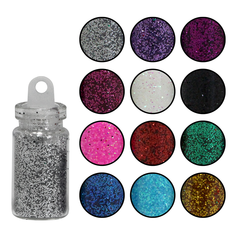Ensemble de 12 poudres décoratives brillantes de couleurs variées