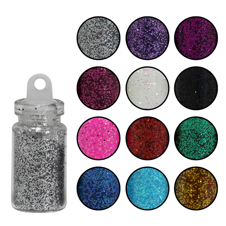 Ensemble de 12 poudres décoratives brillantes de couleurs variées