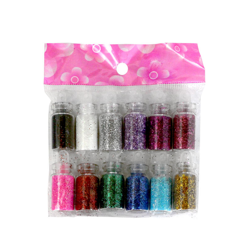 Ensemble de 12 poudres décoratives brillantes de couleurs variées