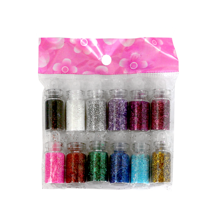 Ensemble de 12 poudres décoratives brillantes de couleurs variées