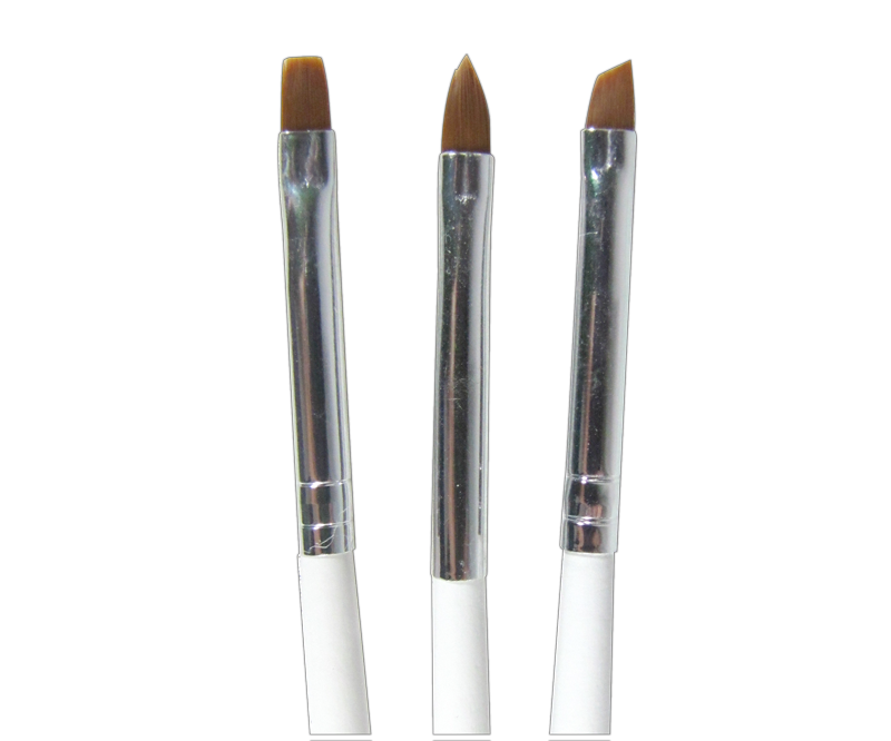 UV Gel Brush Set White Handle Square/Angle/Oval #2
