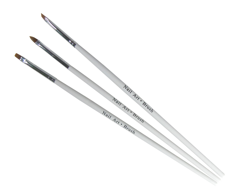 UV Gel Brush Set White Handle Square/Angle/Oval #2