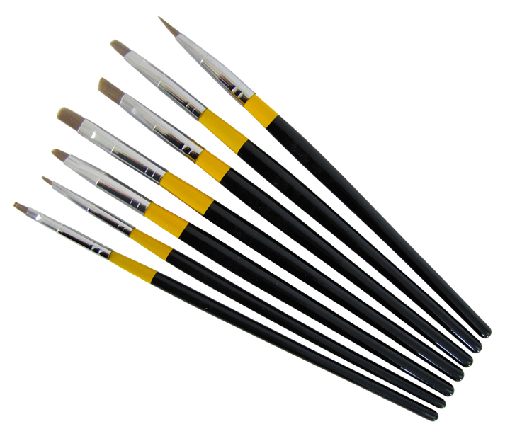 Ensemble Pinceaux Gel UV Red Sable manche Noir/Jaune (7 qté) (EP
