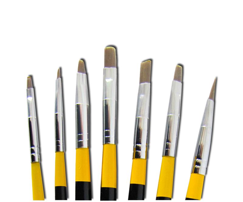 Ensemble Pinceaux Gel UV Red Sable manche Noir/Jaune (7 qté) (EP