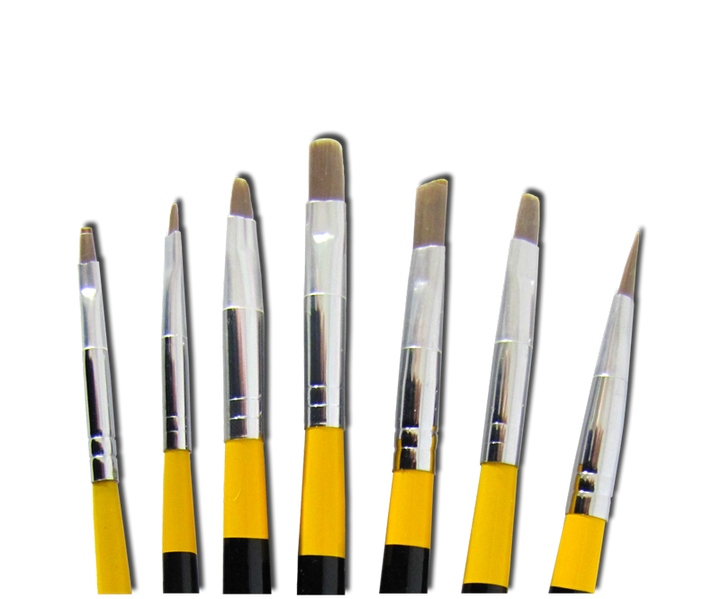 Ensemble Pinceaux Gel UV Red Sable manche Noir/Jaune (7 qté) (EP
