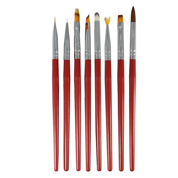 UV Gel Brush Kit Red Handle (8 brushes)