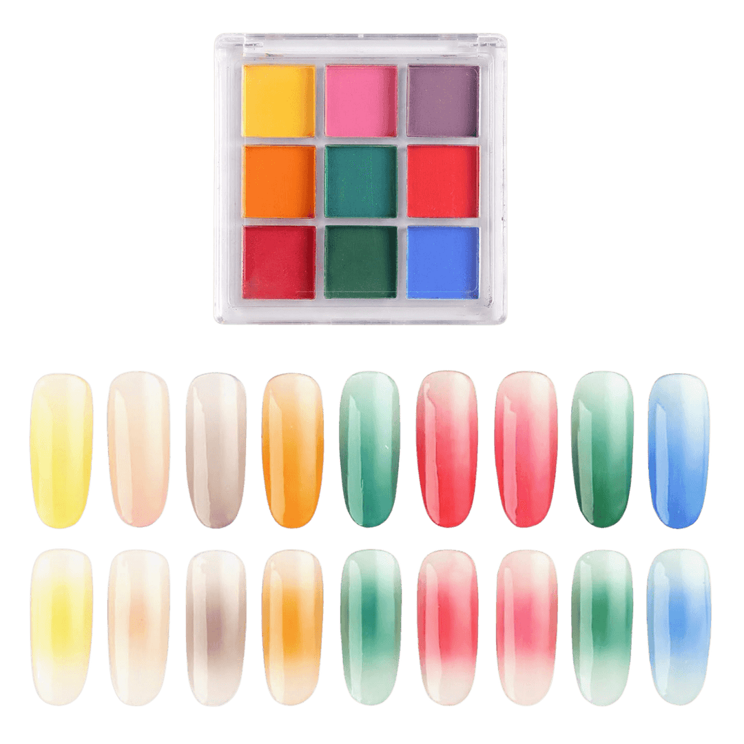 Palette de Pigments pour Ongles Dégradés Aura Nails jaune rouge vert bleu