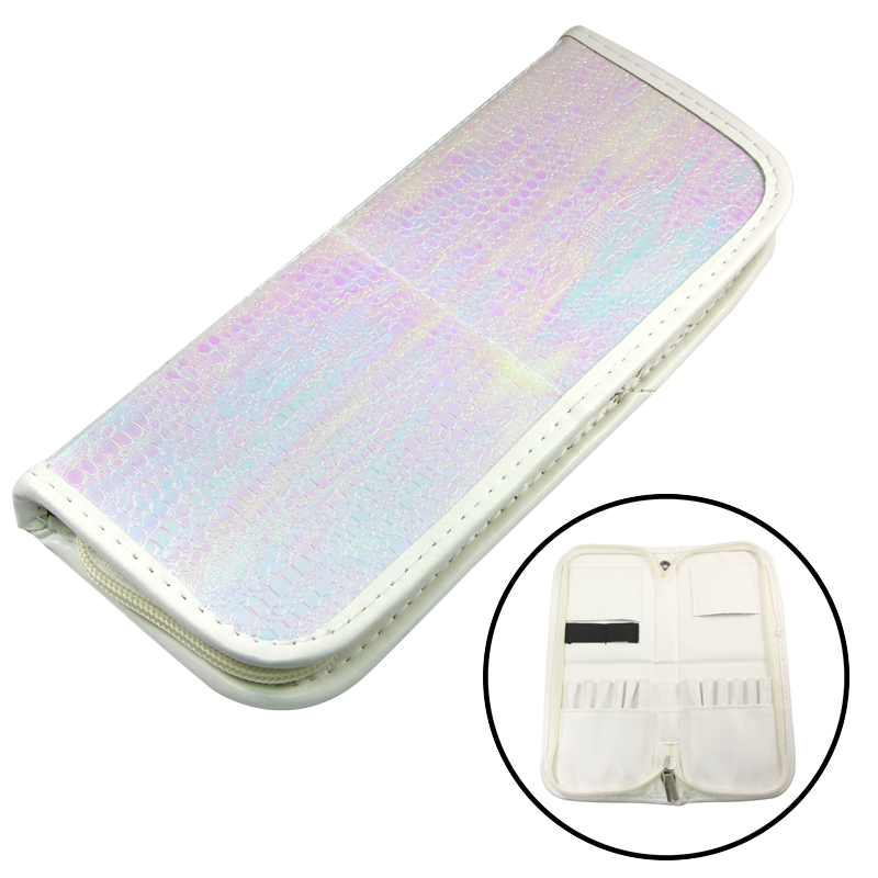 Étui à Pinceaux Pliable Blanc Hologramme (23cm x 9cm)