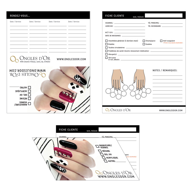 Fiches Clientes Ongles, Livret de 25 Fiches