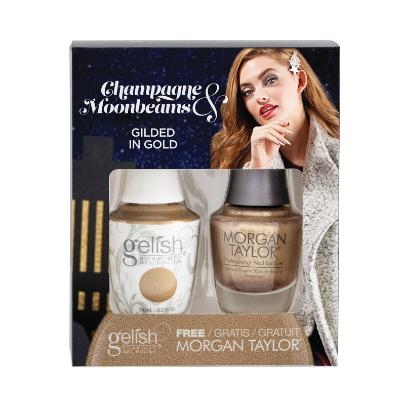Gelish Vernis UV + Morgan Taylor Gilded in Gold