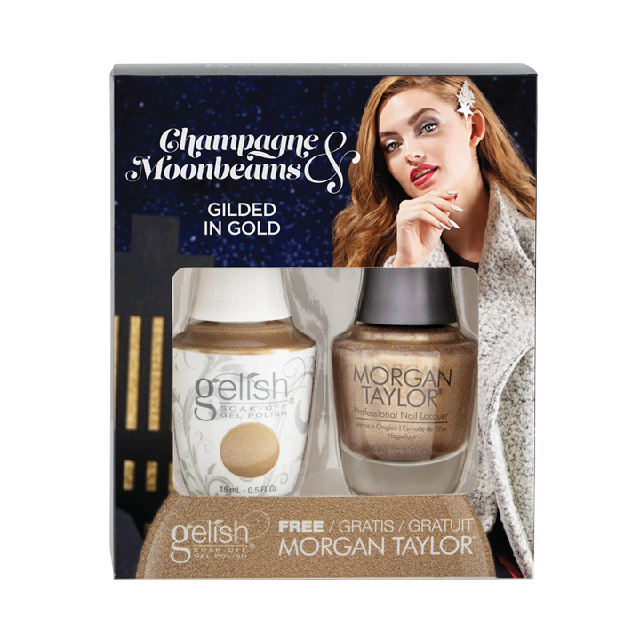 Gelish Vernis UV + Morgan Taylor Gilded in Gold