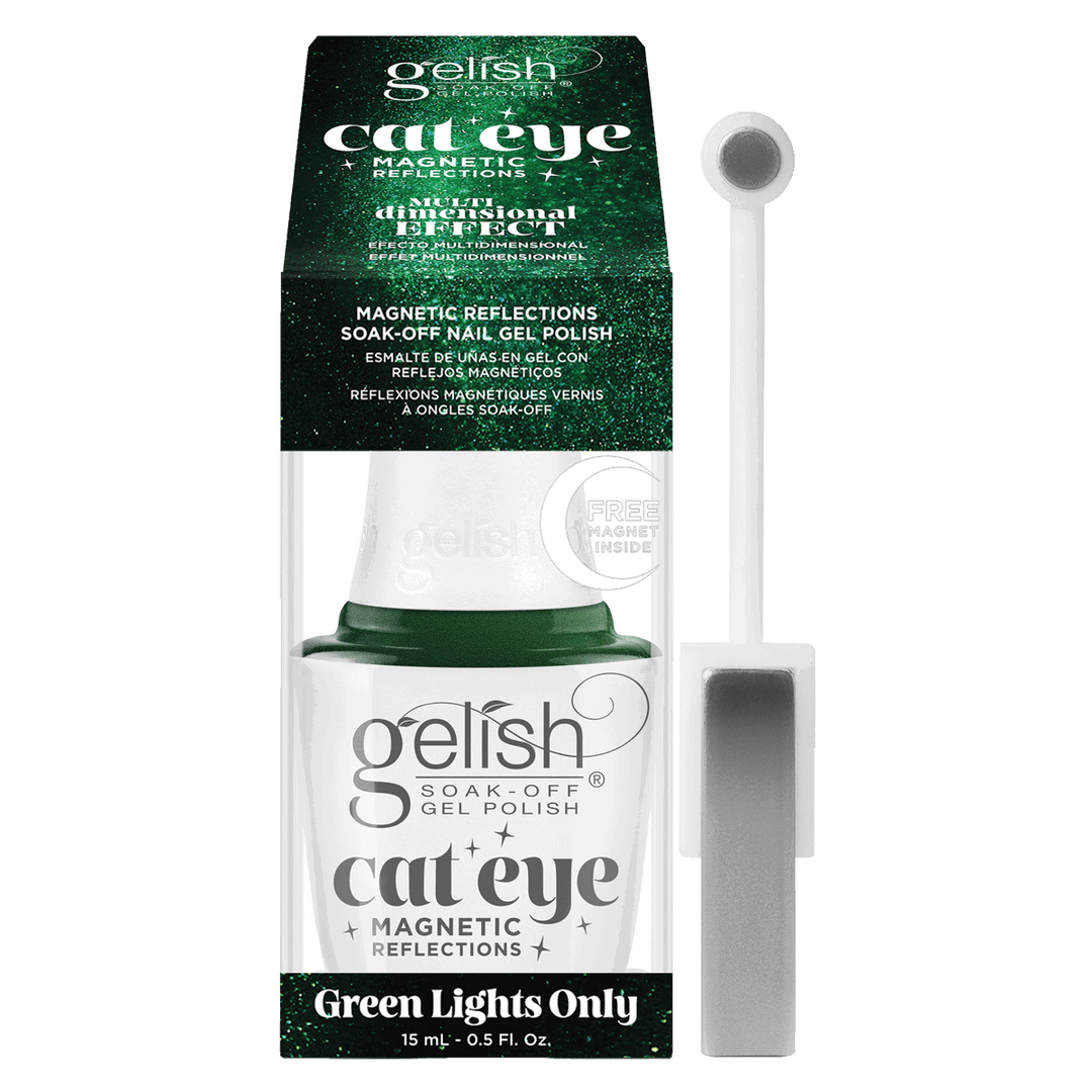 Gelish Vernis Gel Magnétique Green Lights Only 15mL Cat Eye vert