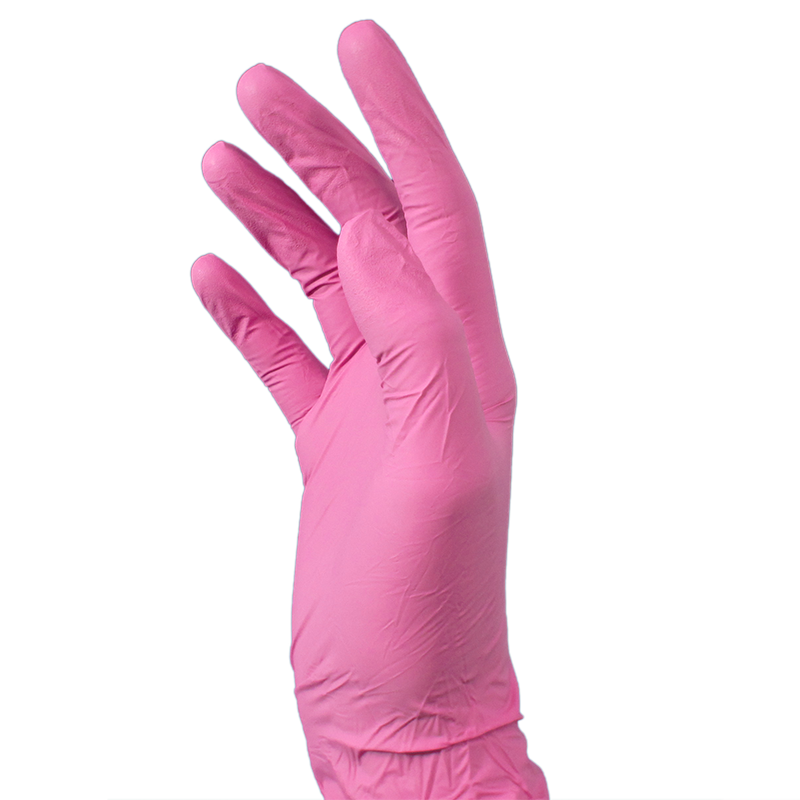 Gants de Nitrile Roses Sans Poudre Médium (100pcs)