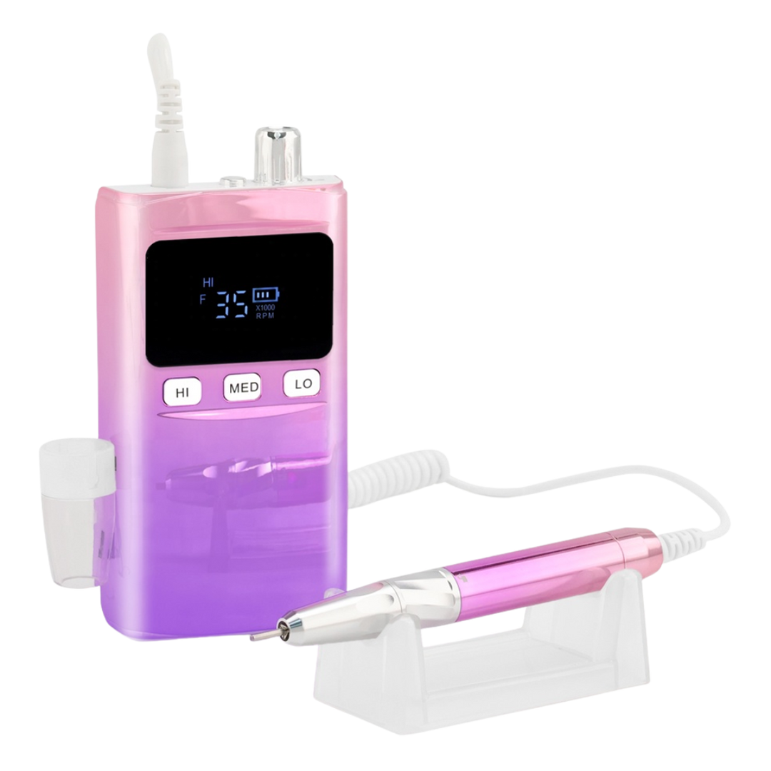 Portable Rechargeable Nail Drill N343 – 35,000 RPM – Pink/Purple
