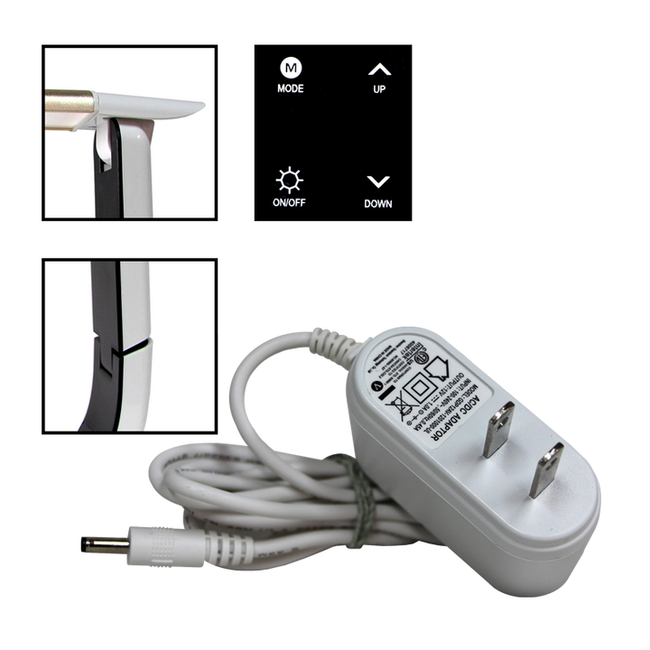 LED Table Lamp - 10 Watts - White and Silver with 3 Light Color Temperatures 110 V