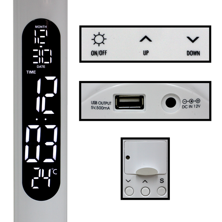 LED Table Lamp - 10 Watts - White with LCD Display 110 V