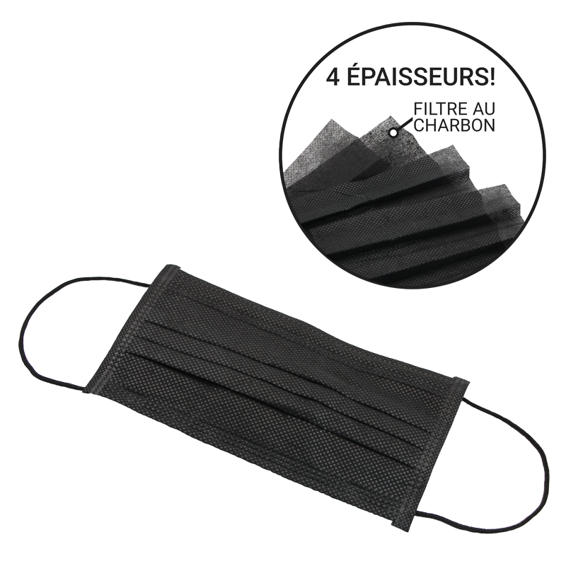 Masques avec Filtre au Charbon - Noirs (50pcs)