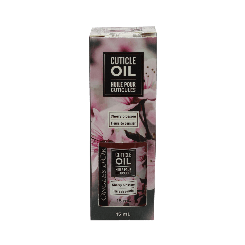 Ongles d'Or Huile pour Cuticules Pipette - Fleurs Cerise 15mL, hydrate, manicure, compte-gouttes