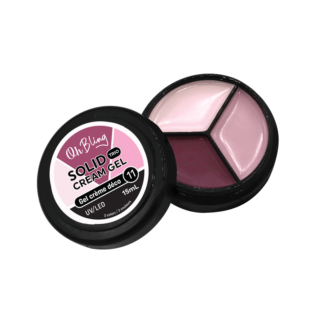 Oh Bling Solid Gel Cream Trio Gel Crème Déco 15mL #11, Rose, Beige, UV gel couleur