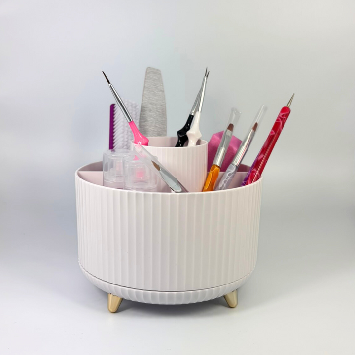 Organiseur pour Ongles ou Maquillage Rotatif Blanc - Rangement Pinceaux