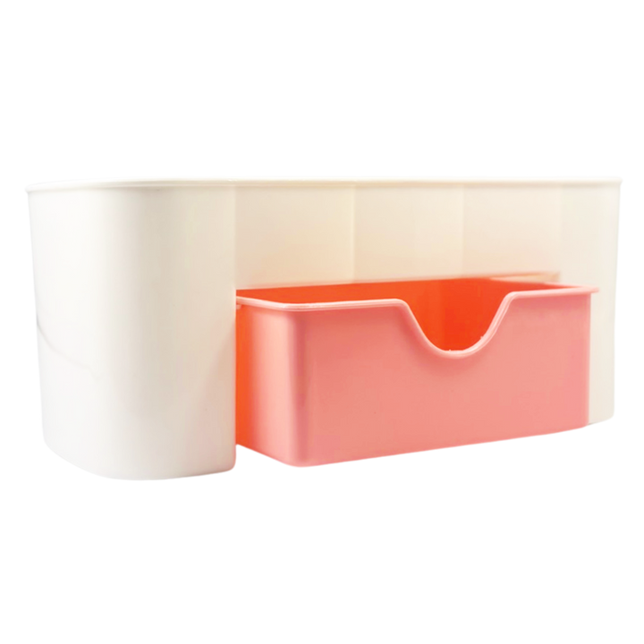 Nail Organizer with Drawer - White and Pink