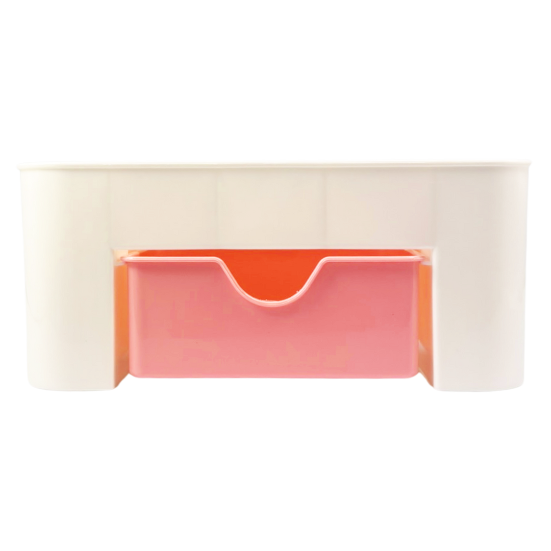 Nail Organizer with Drawer - White and Pink