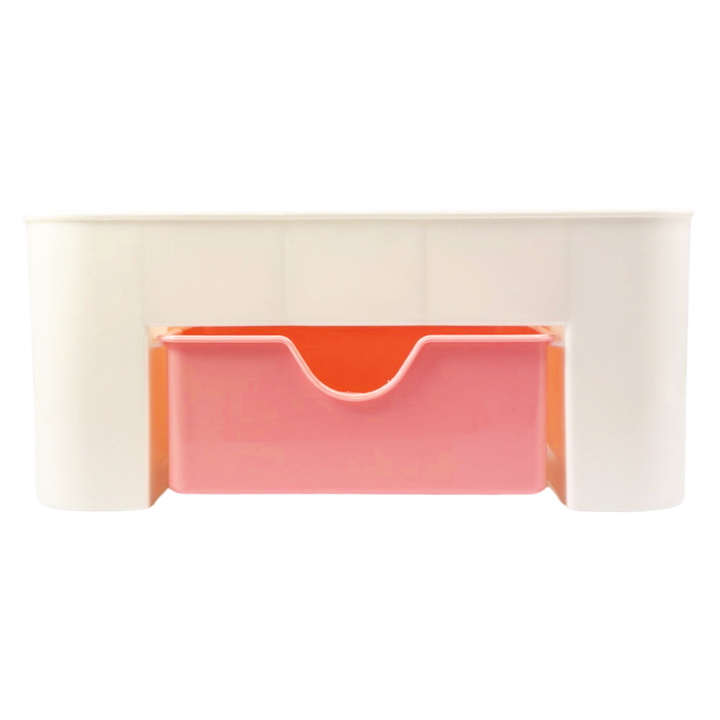 Nail Organizer with Drawer - White and Pink