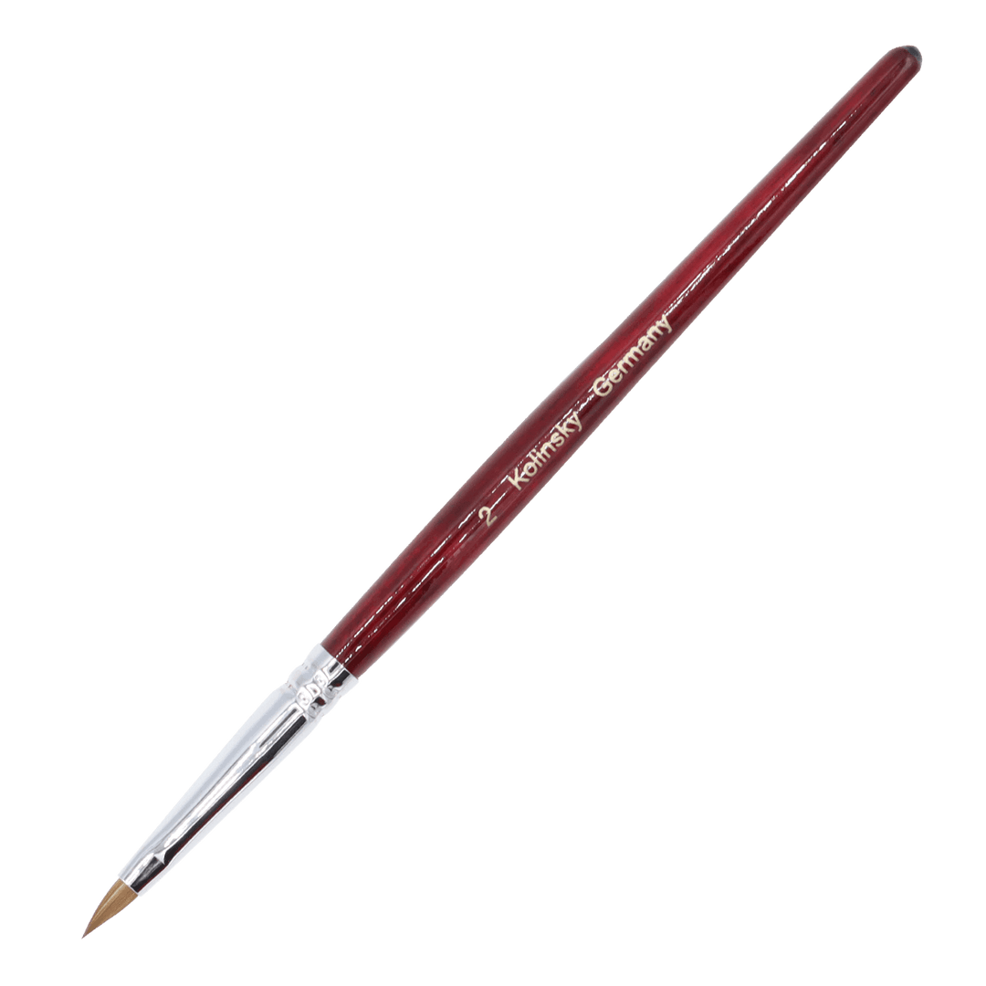 Kolinsky Acrylic Brush Flat Ferrule Wood Handle #2