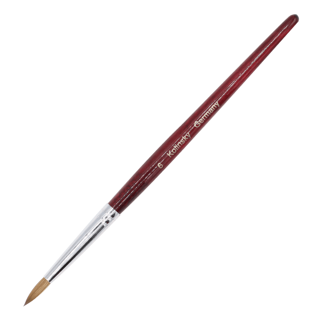 Kolinsky Acrylic Brush Flat Ferrule Wood Handle #6