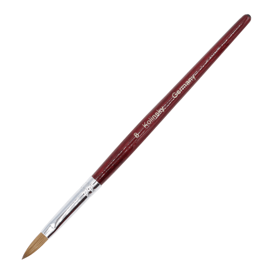 Kolinsky Acrylic Brush Flat Ferrule Wood Handle 
