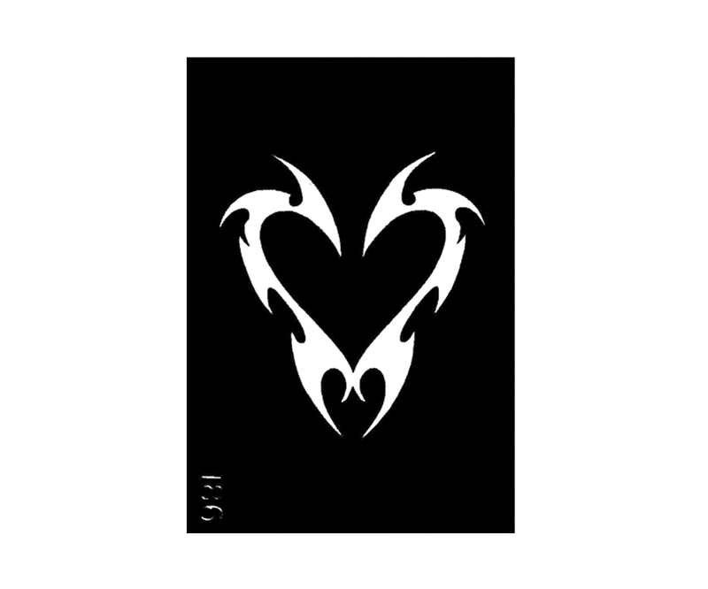 Body Stencil #186 (3" x 4") (Burning Heart)