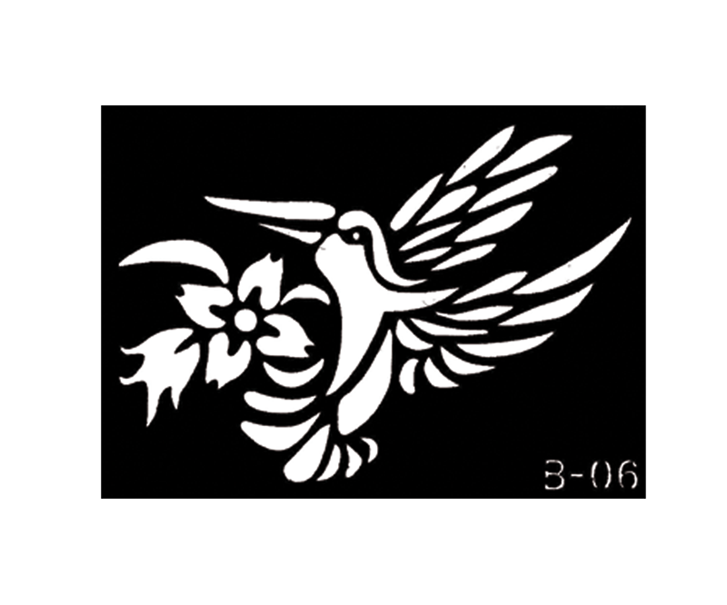 Humming-bird body stencil 3'' X 4'' B-06