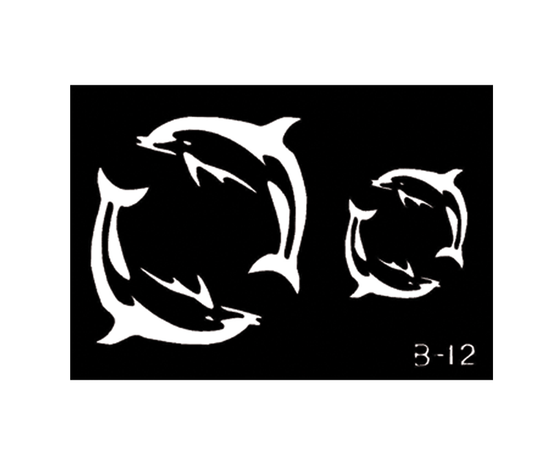 Dolphin body stencil 3'' X 4'' B-12