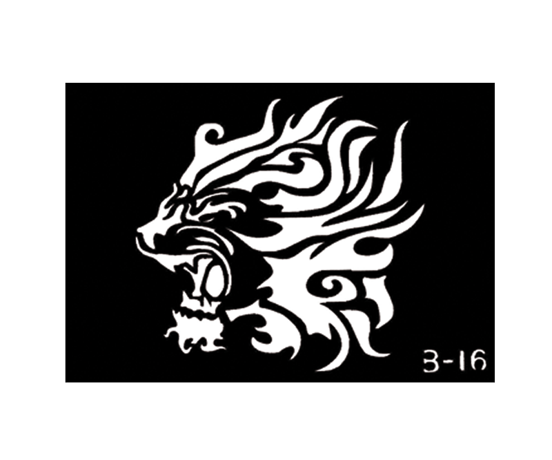 Lion's head body stencil 3'' X 4'' B-16