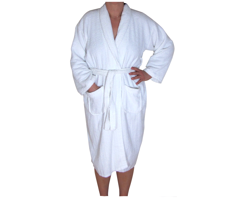 Peignoir en Coton Blanc Grandeur XXL (One Size) 1ère Qualité