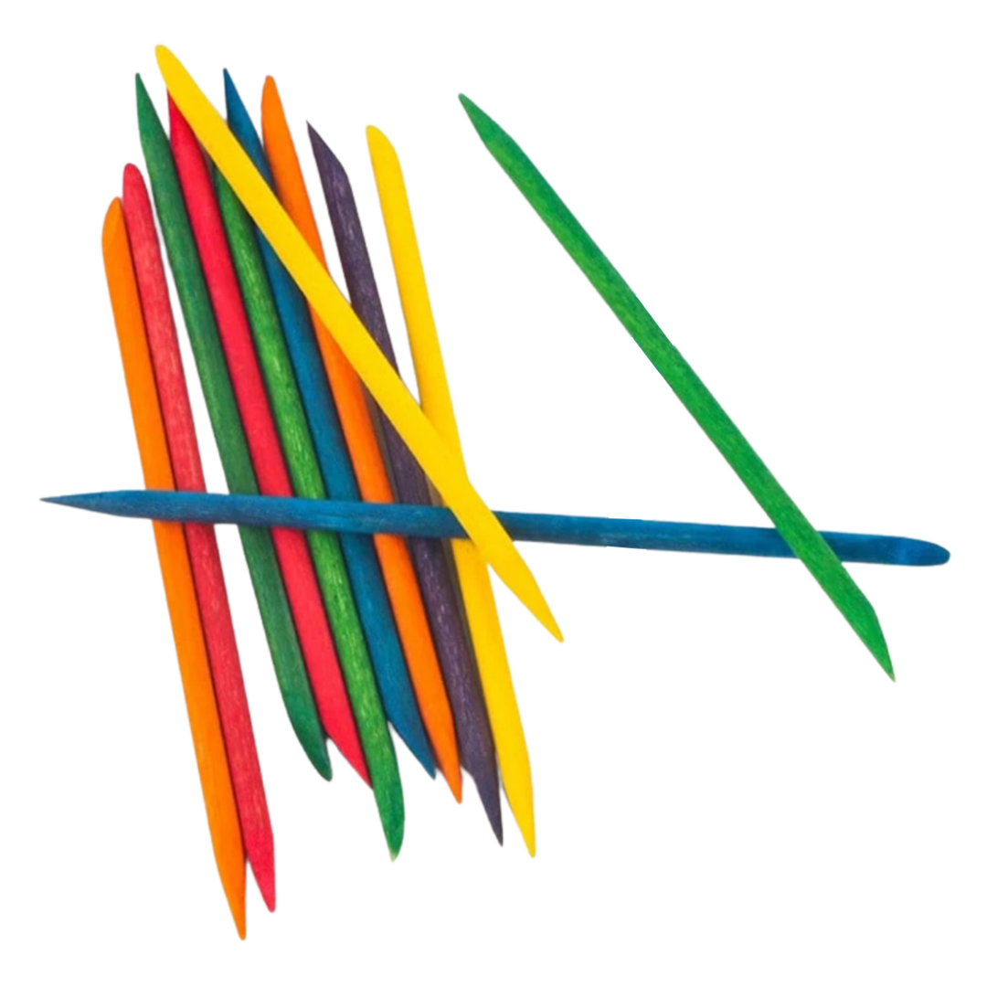 Pousse-cuticules en bois d'oranger - Courts - Multicolores (12 pcs)