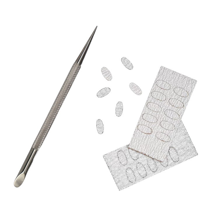 Cuticle Pusher with Self-Adhesive Sanding Buffers (60pcs)