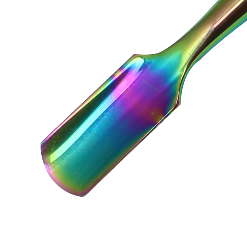 Pousse Cuticules en Stainless Lame manche Rond Arc-en-Ciel